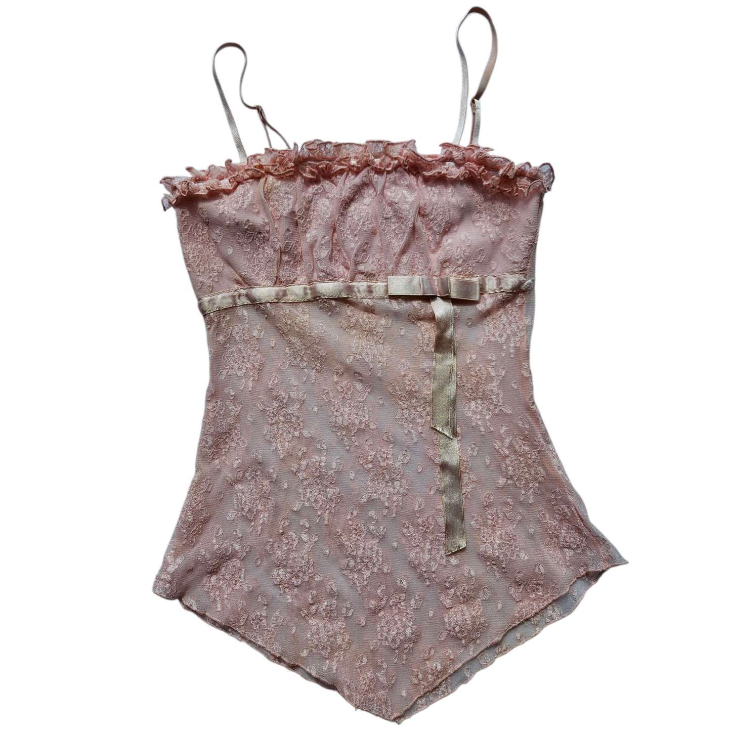 Asymmetrical pink lace top