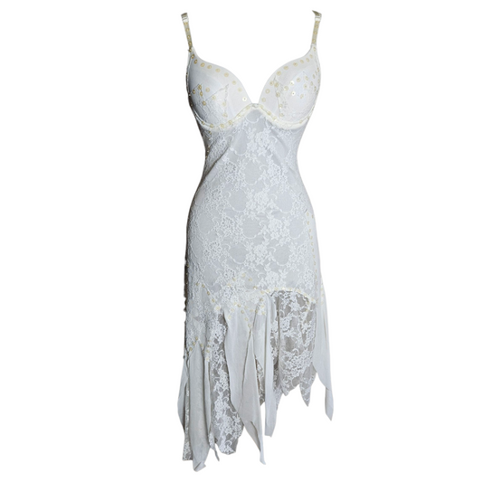 Robe asymétrique dentelle blanche