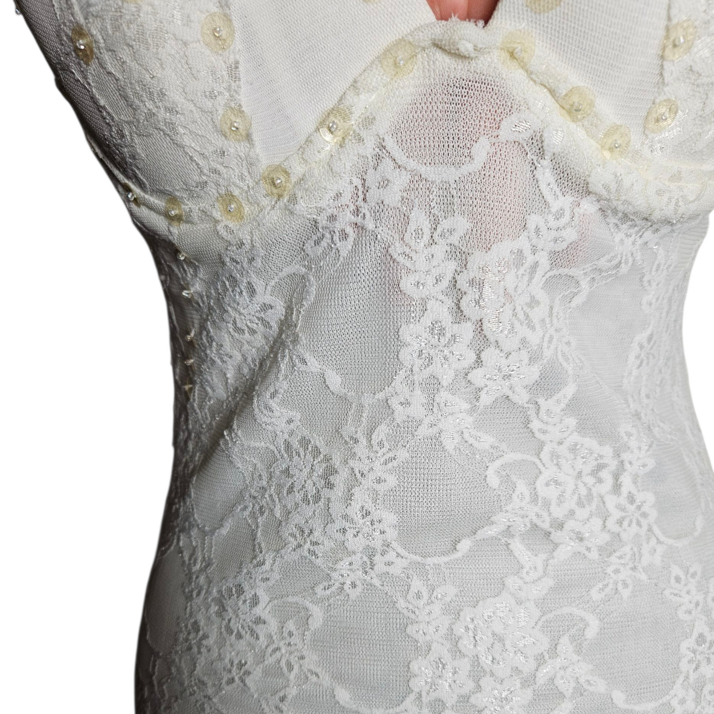 Robe asymétrique dentelle blanche