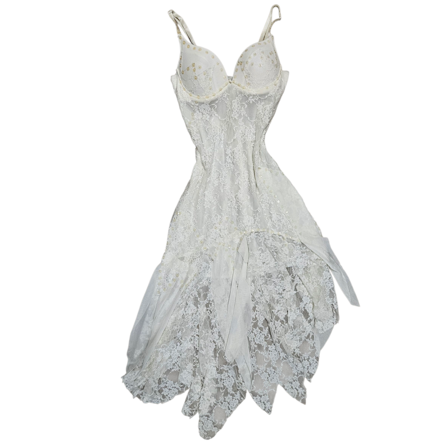 Robe asymétrique dentelle blanche