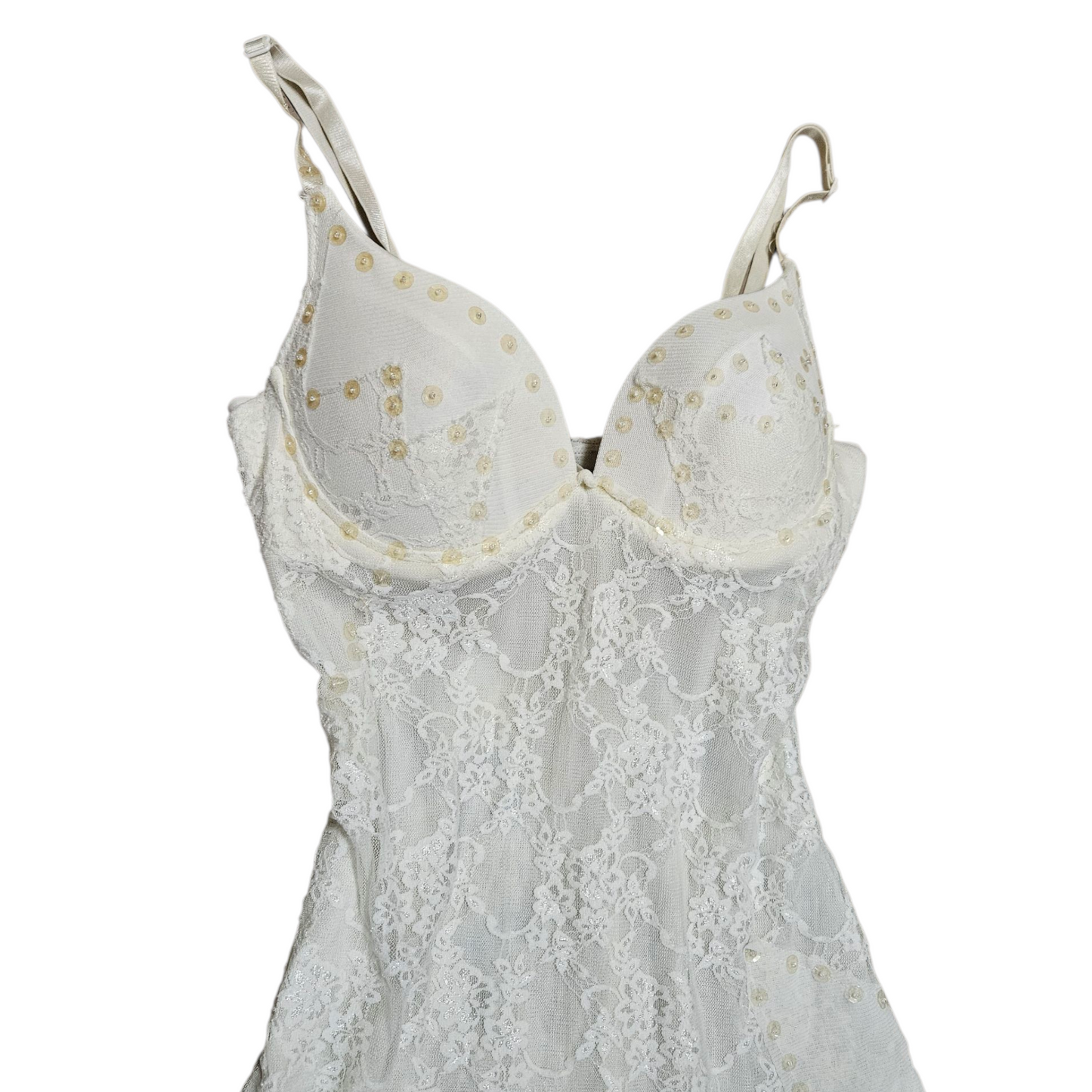 Robe asymétrique dentelle blanche