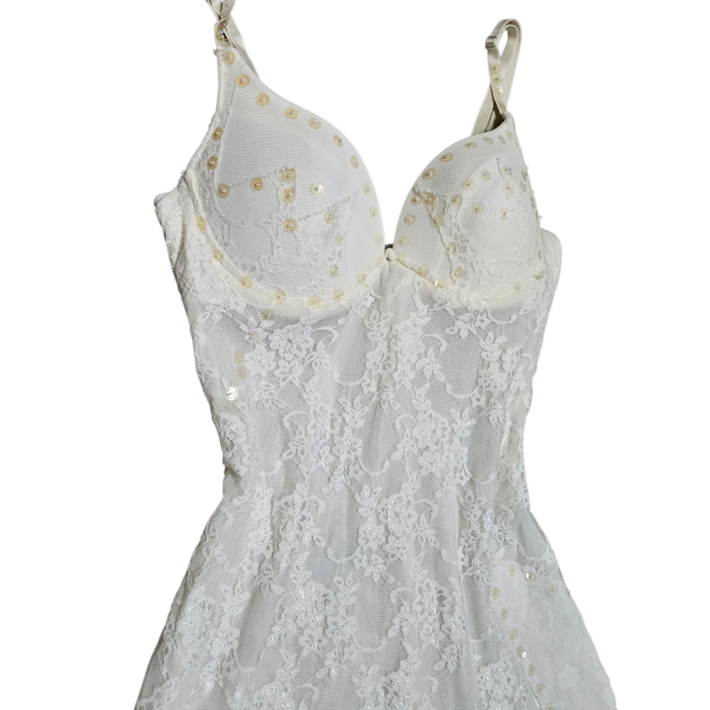 Robe asymétrique dentelle blanche