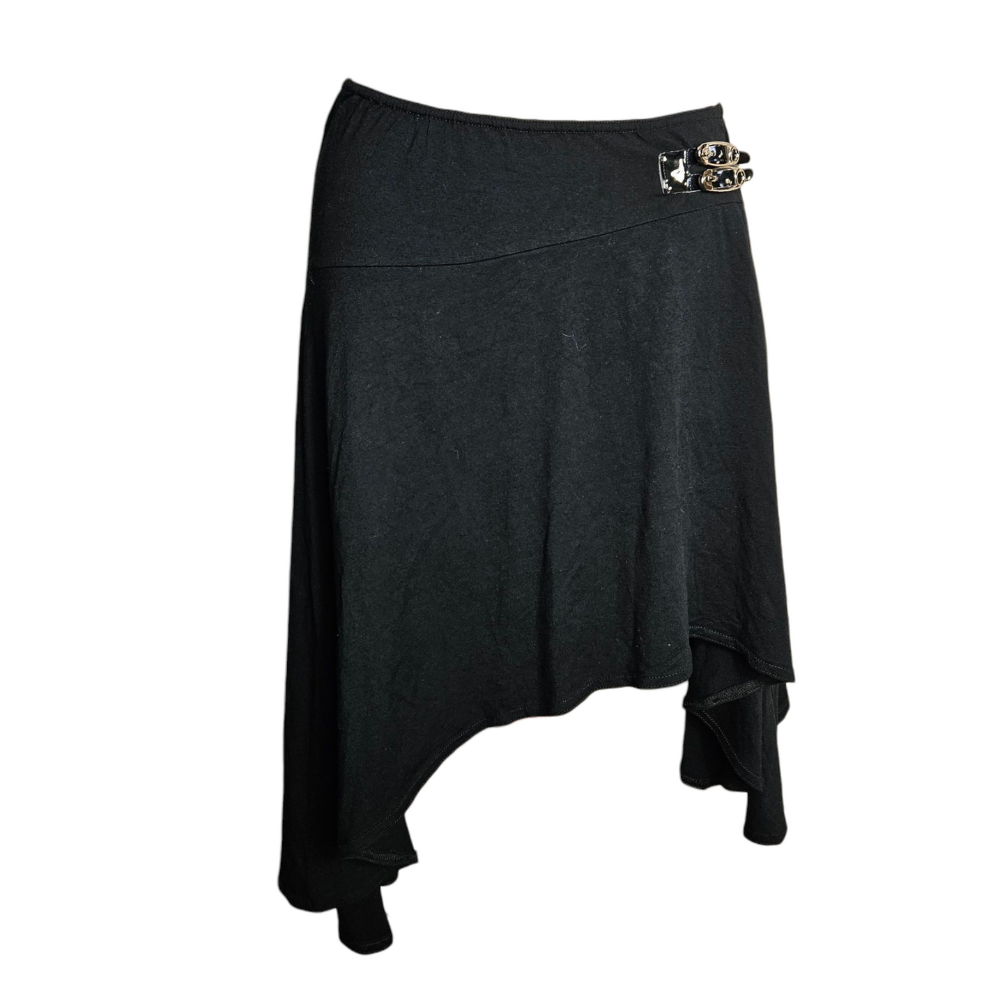 Black asymmetrical skirt with strap details