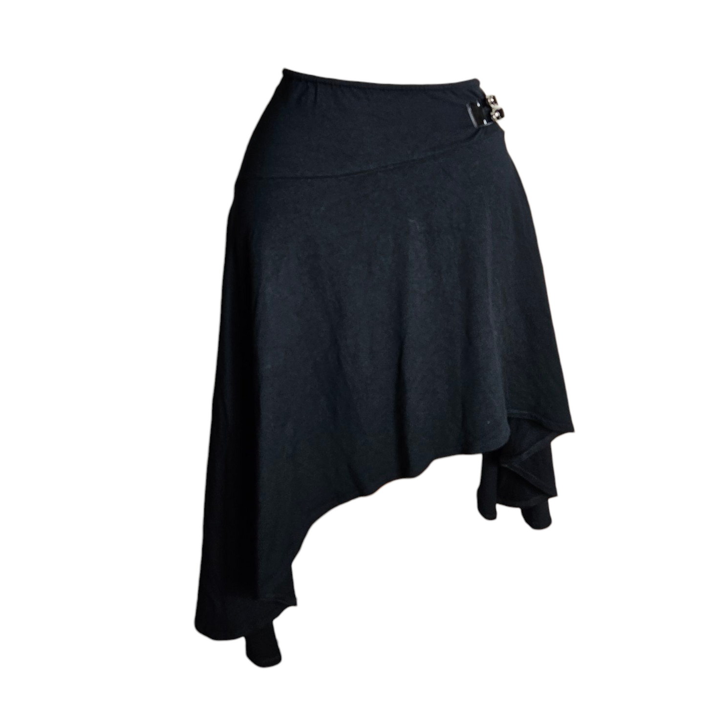 Black asymmetrical skirt with strap details
