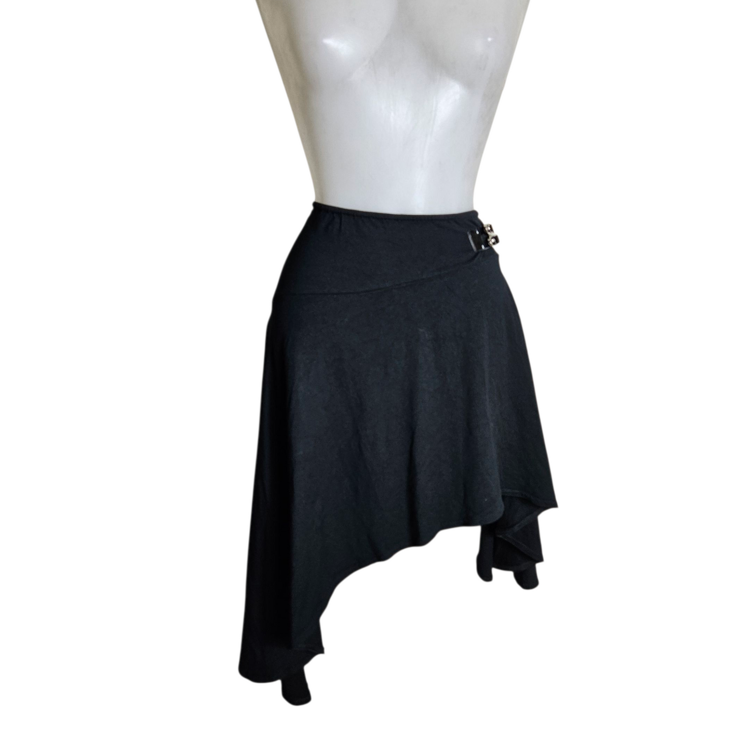 Black asymmetrical skirt with strap details