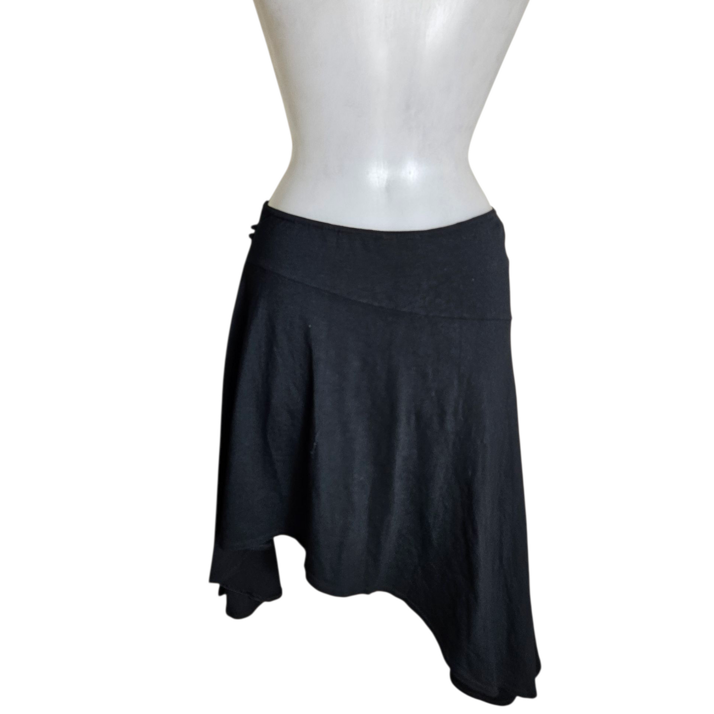 Black asymmetrical skirt with strap details