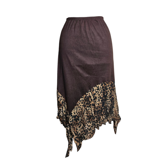 Jupe asymétrique détails voile léopard