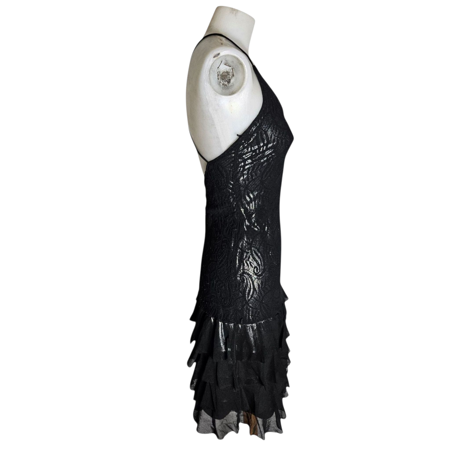 Black lace dress with silver lining