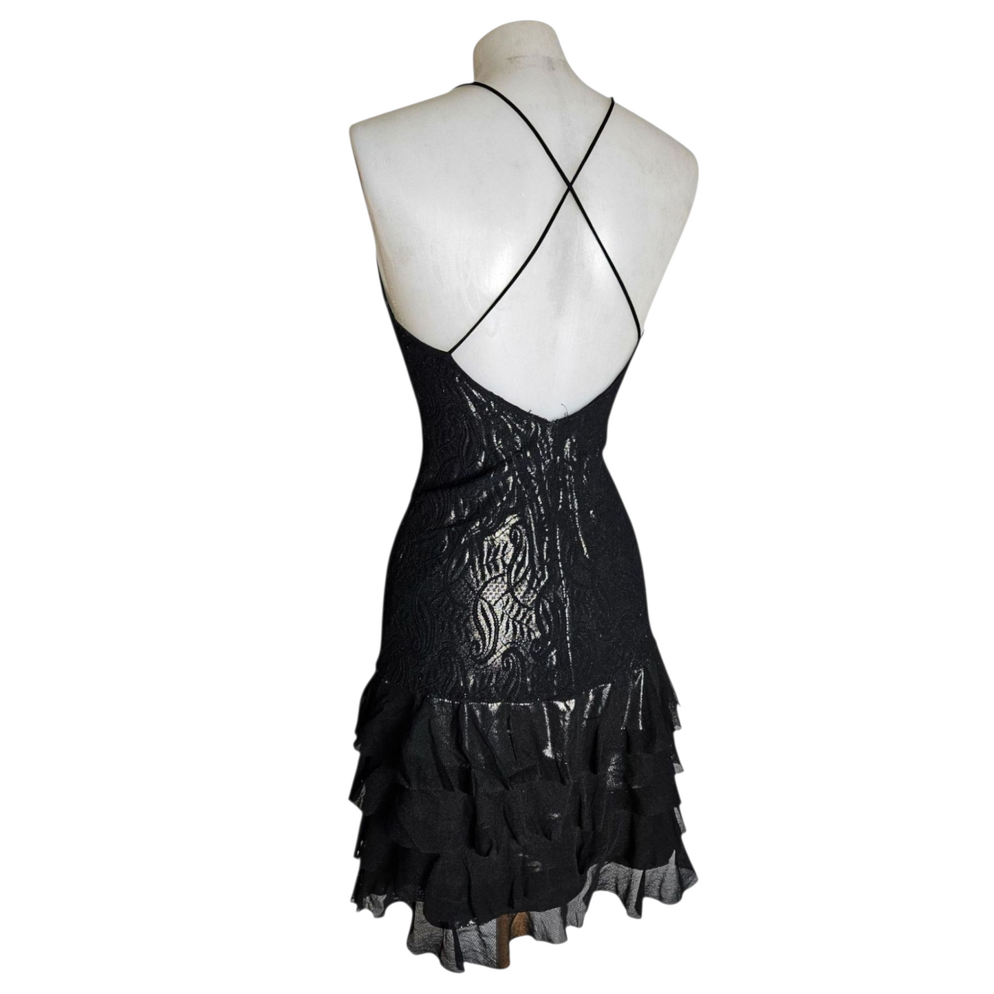 Black lace dress with silver lining