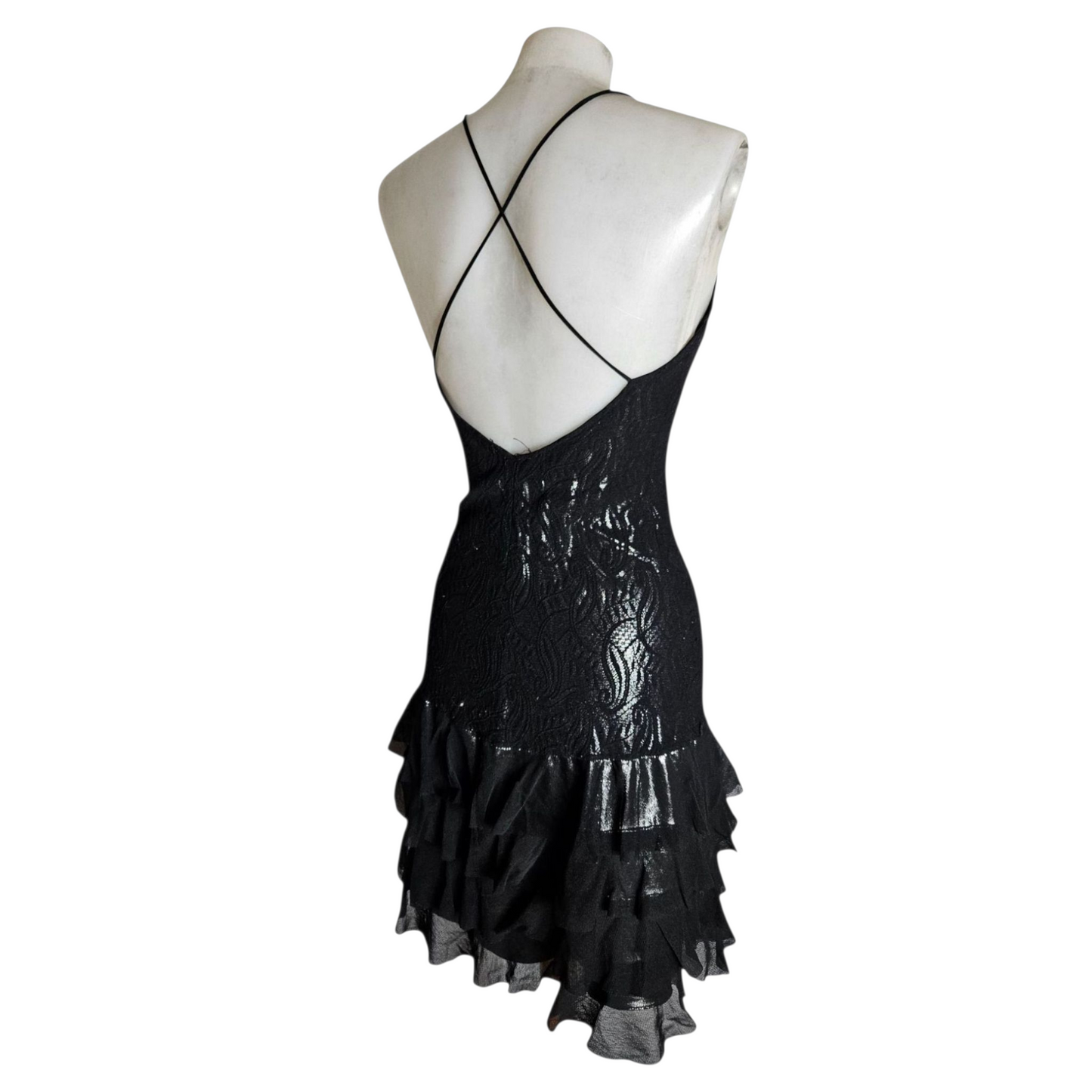 Black lace dress with silver lining