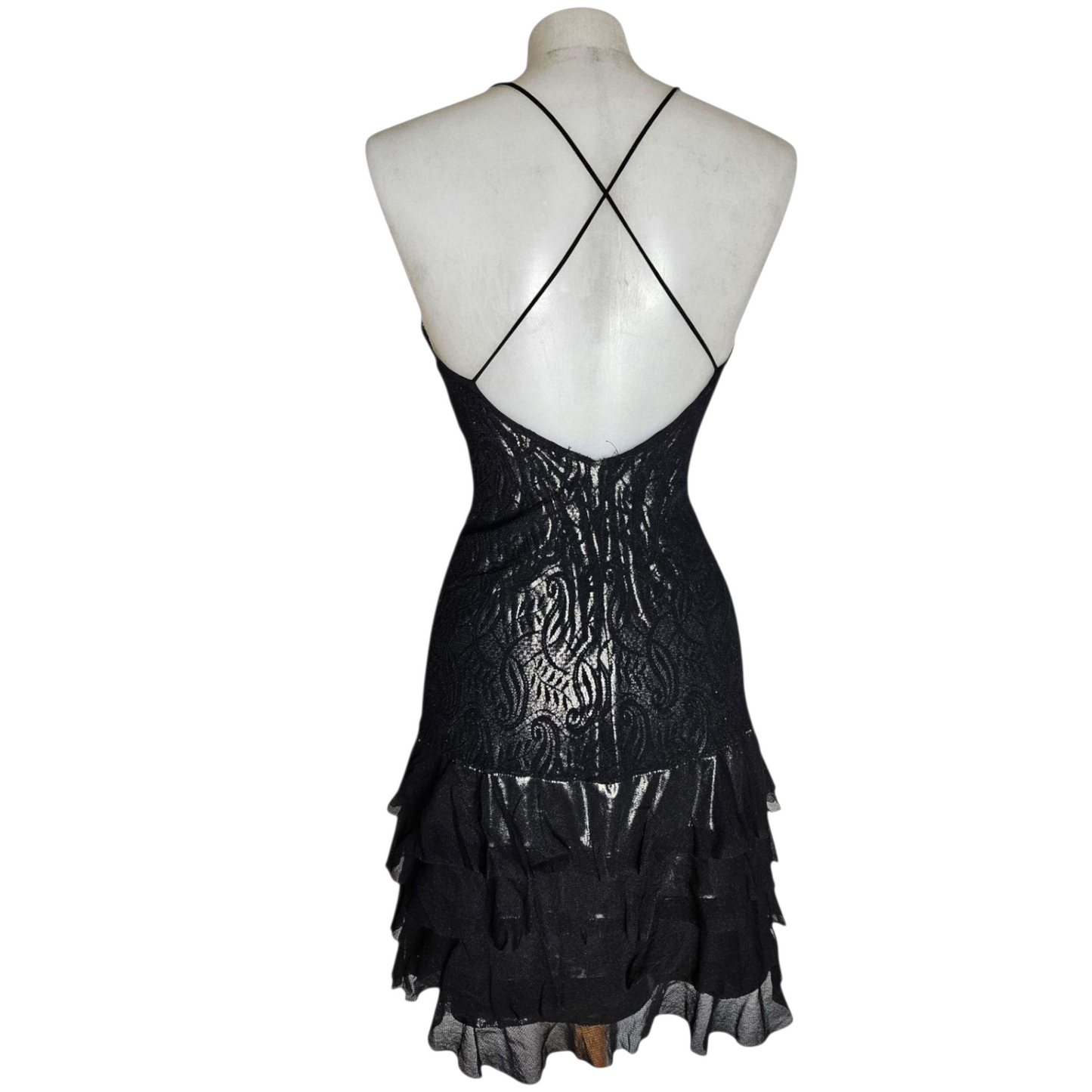 Black lace dress with silver lining