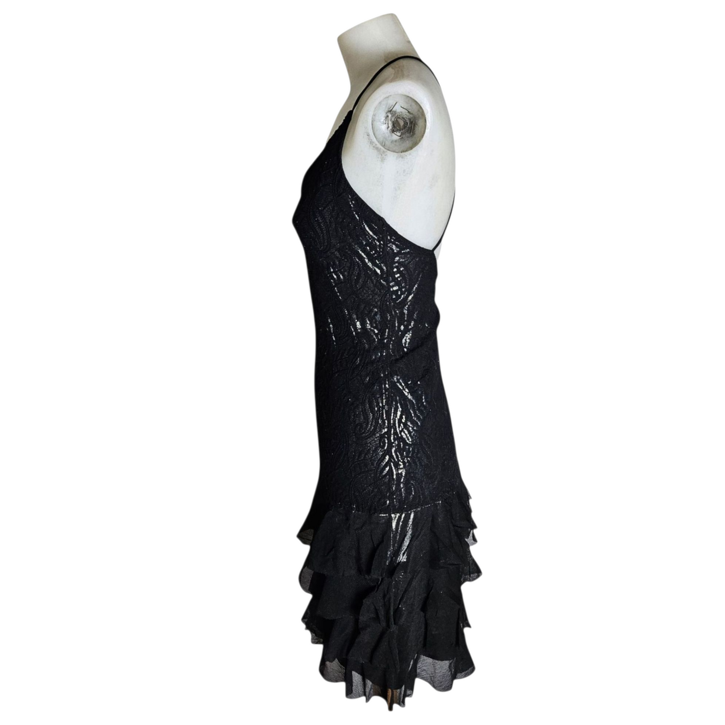 Black lace dress with silver lining