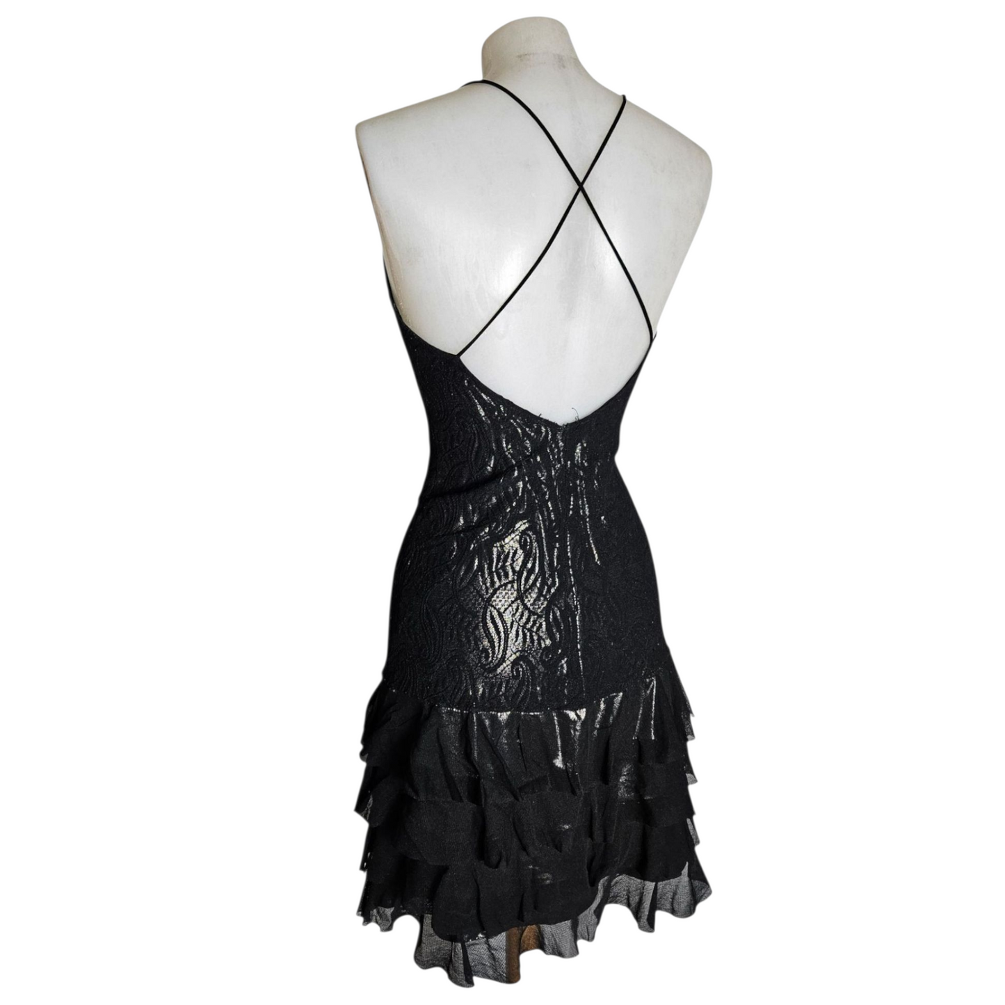 Black lace dress with silver lining