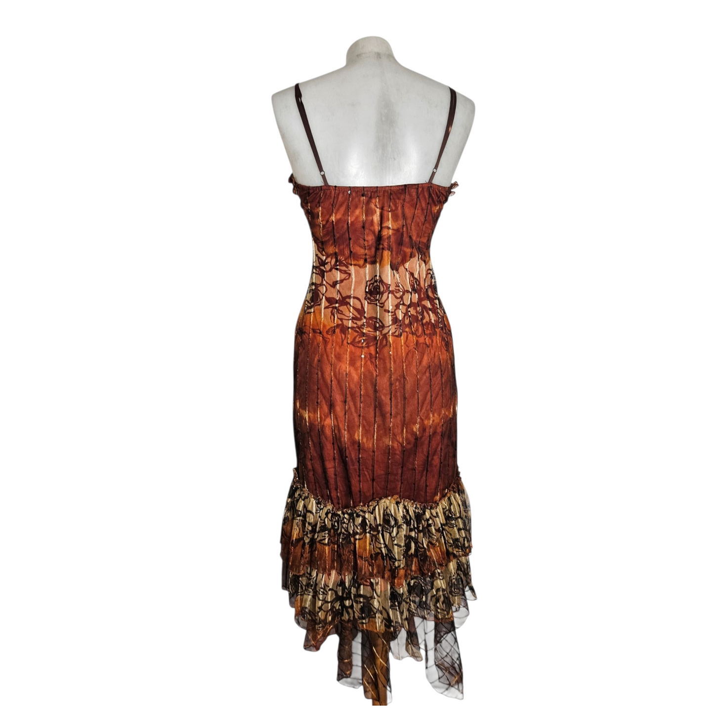 Robe en voile et dentelle orange