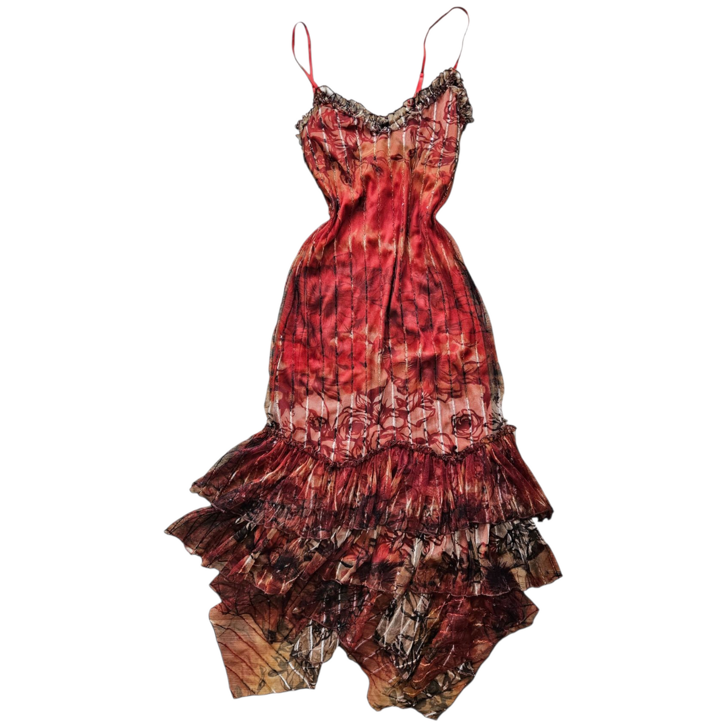 Robe en voile et dentelle orange