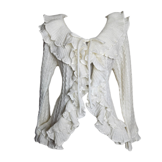 Cream ruffled cardigan