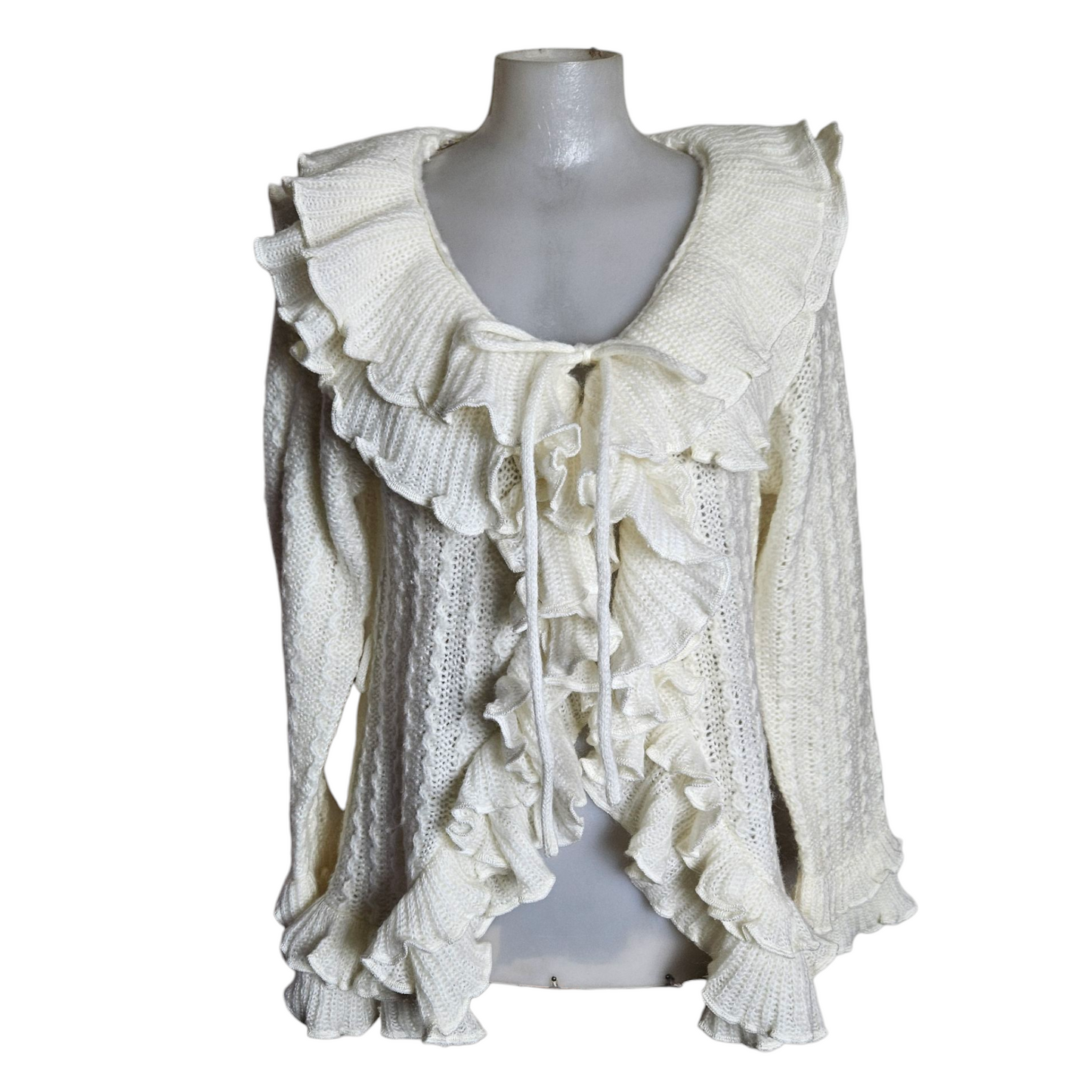 Cream ruffled cardigan