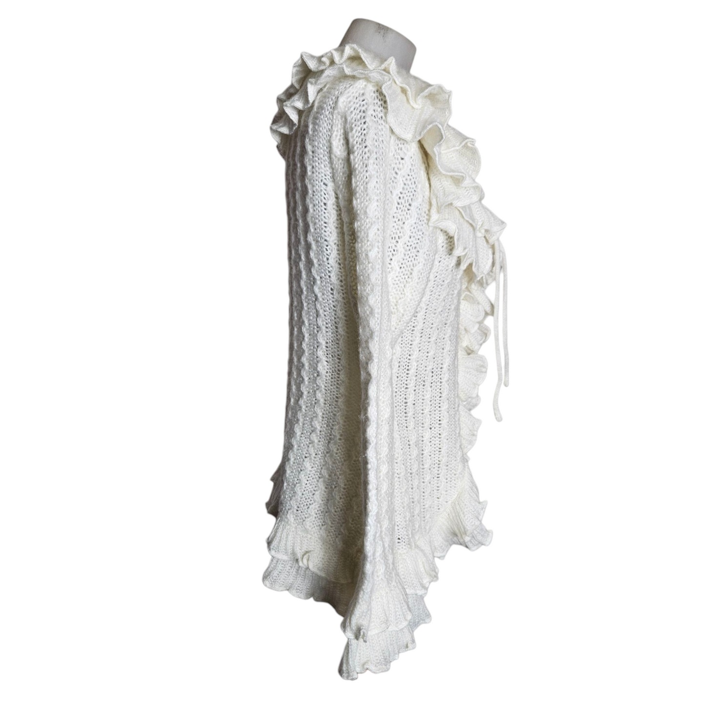 Cream ruffled cardigan
