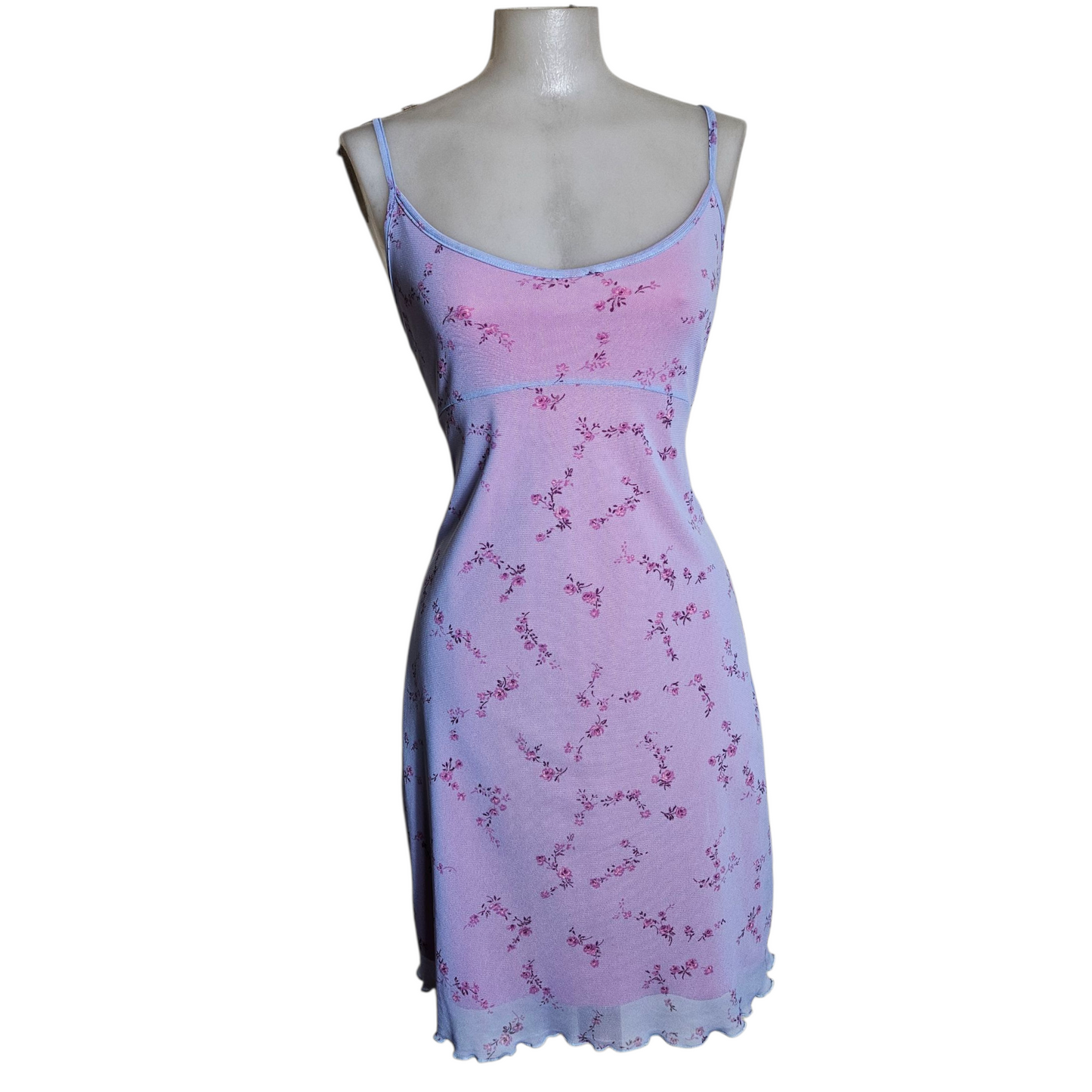 Floral voile dress in pink and lilac tones