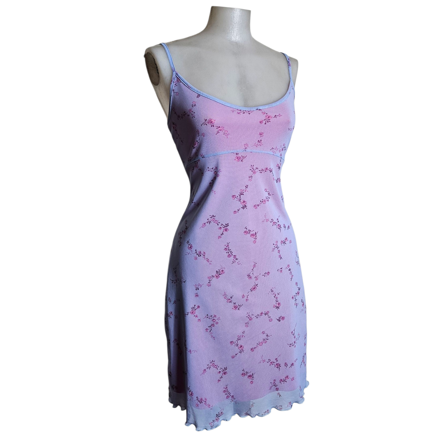 Floral voile dress in pink and lilac tones
