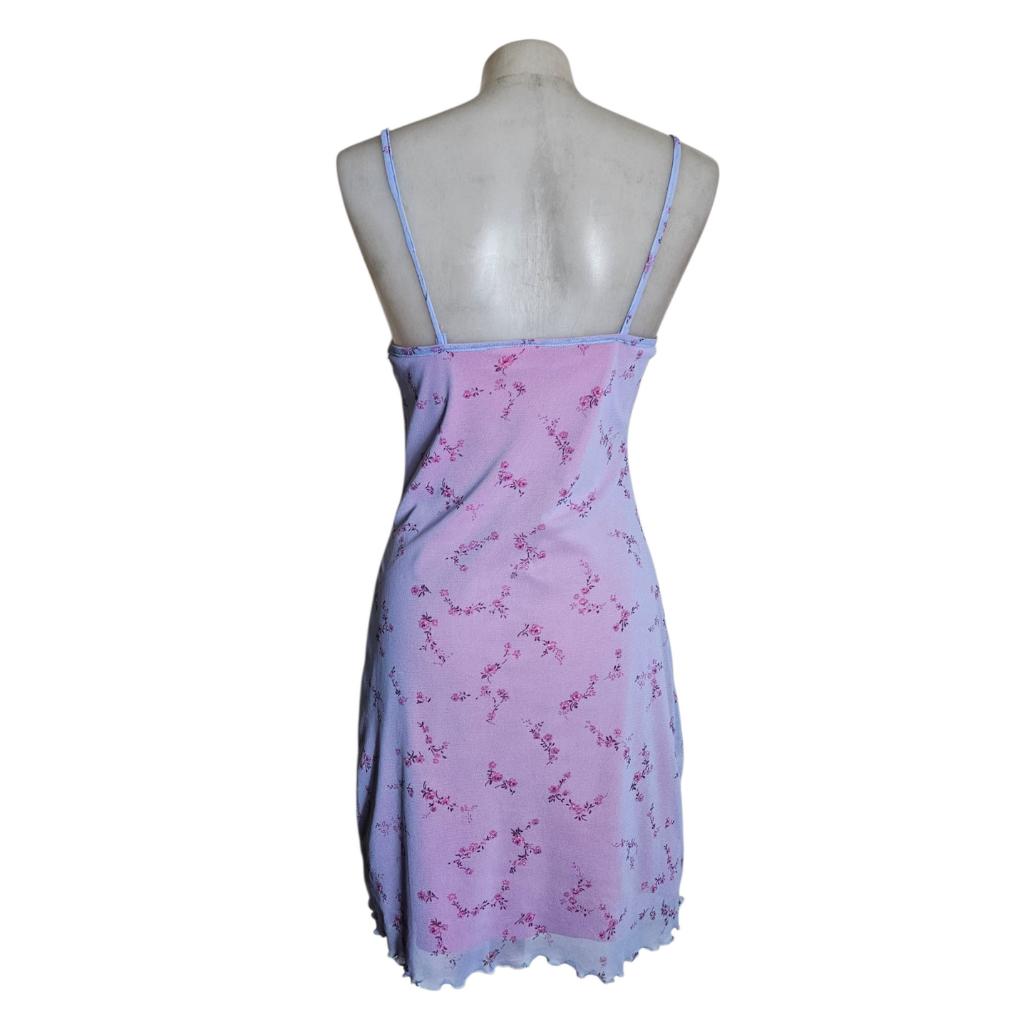 Floral voile dress in pink and lilac tones