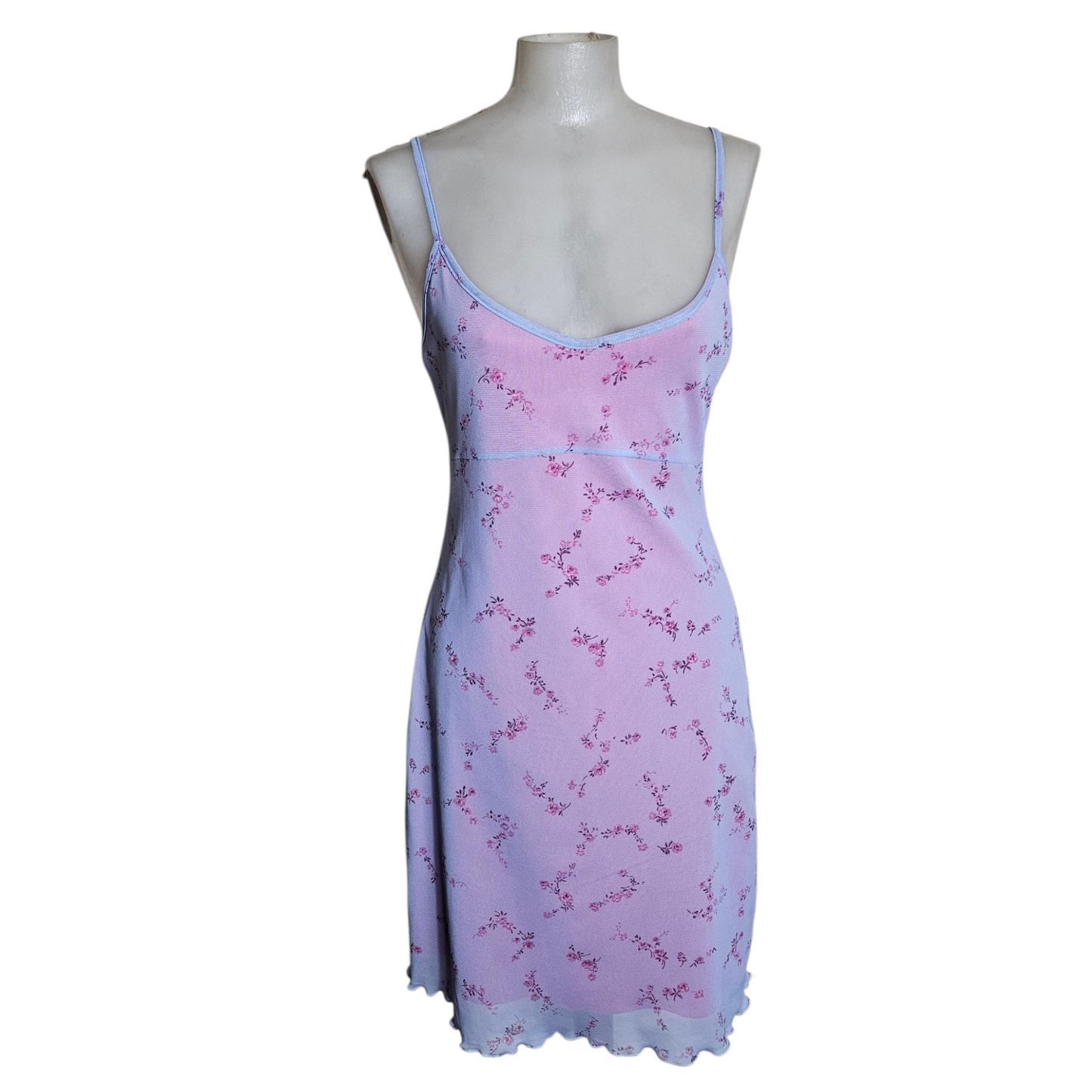 Floral voile dress in pink and lilac tones