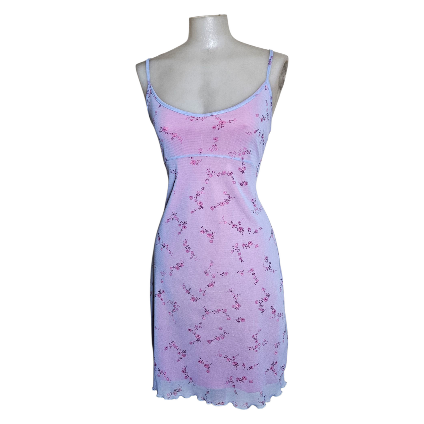Floral voile dress in pink and lilac tones