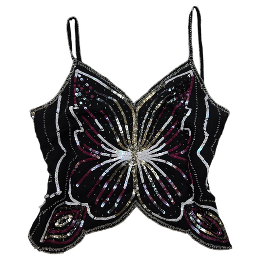 Haut dos nu en forme de papillon noir