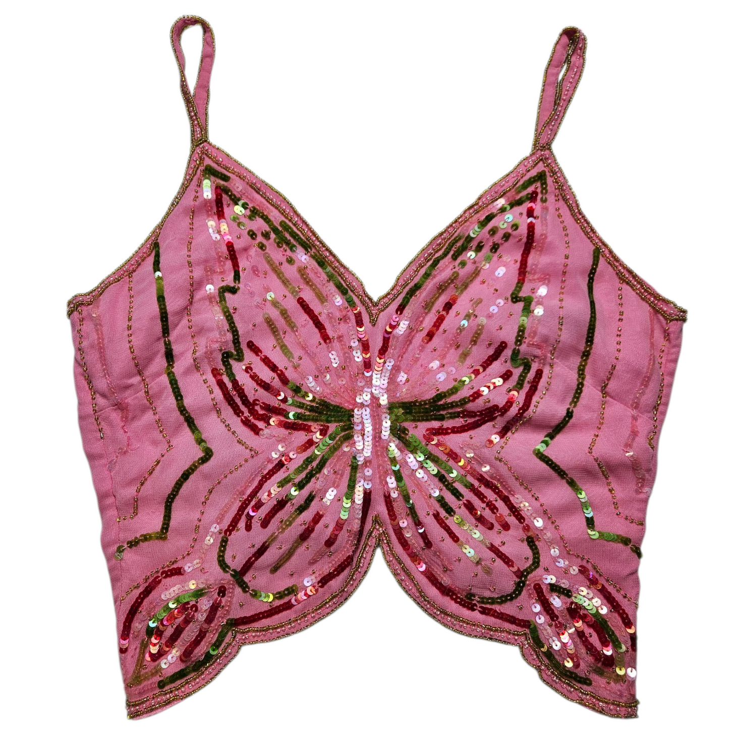 Haut dos nu en forme de papillon rose