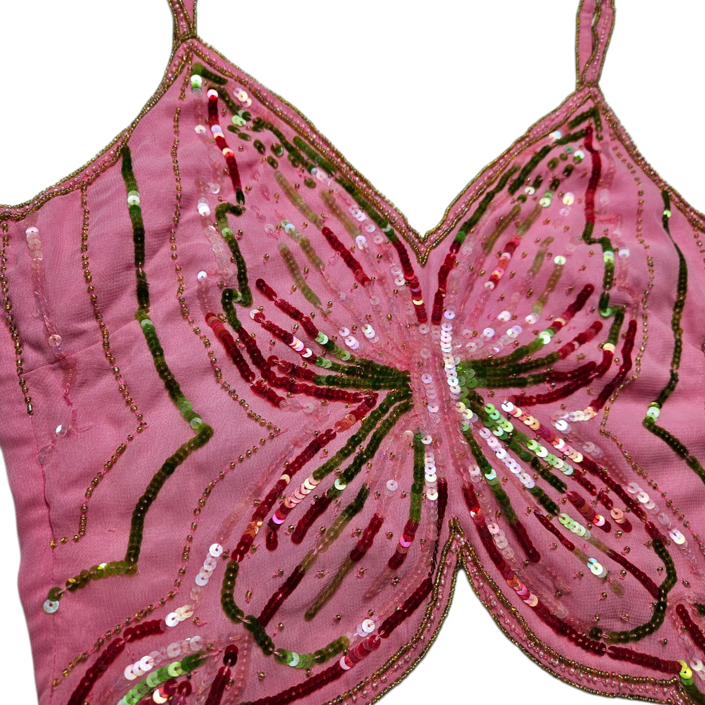 Haut dos nu en forme de papillon rose
