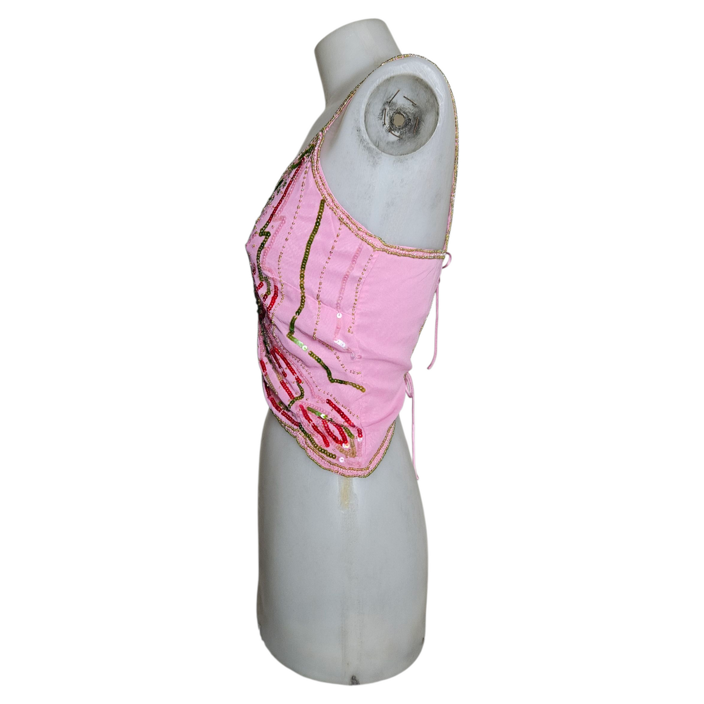 Haut dos nu en forme de papillon rose