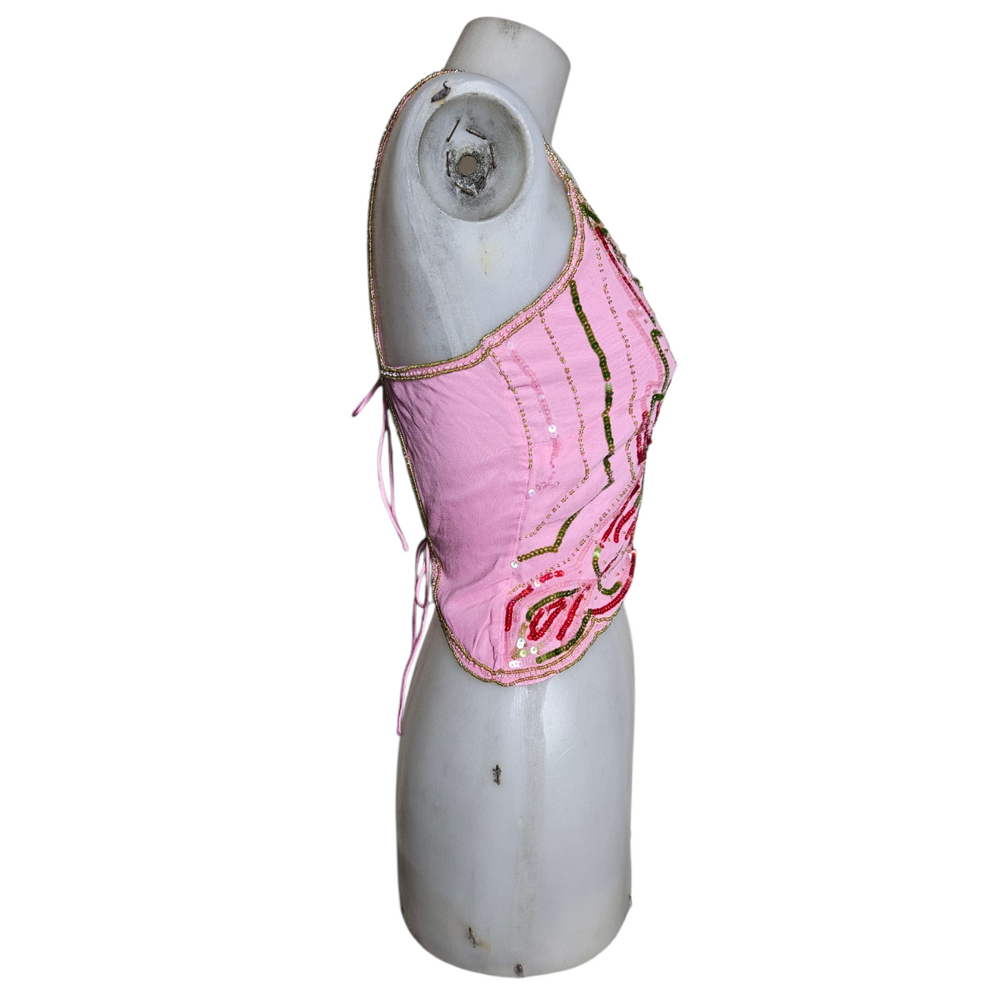 Haut dos nu en forme de papillon rose