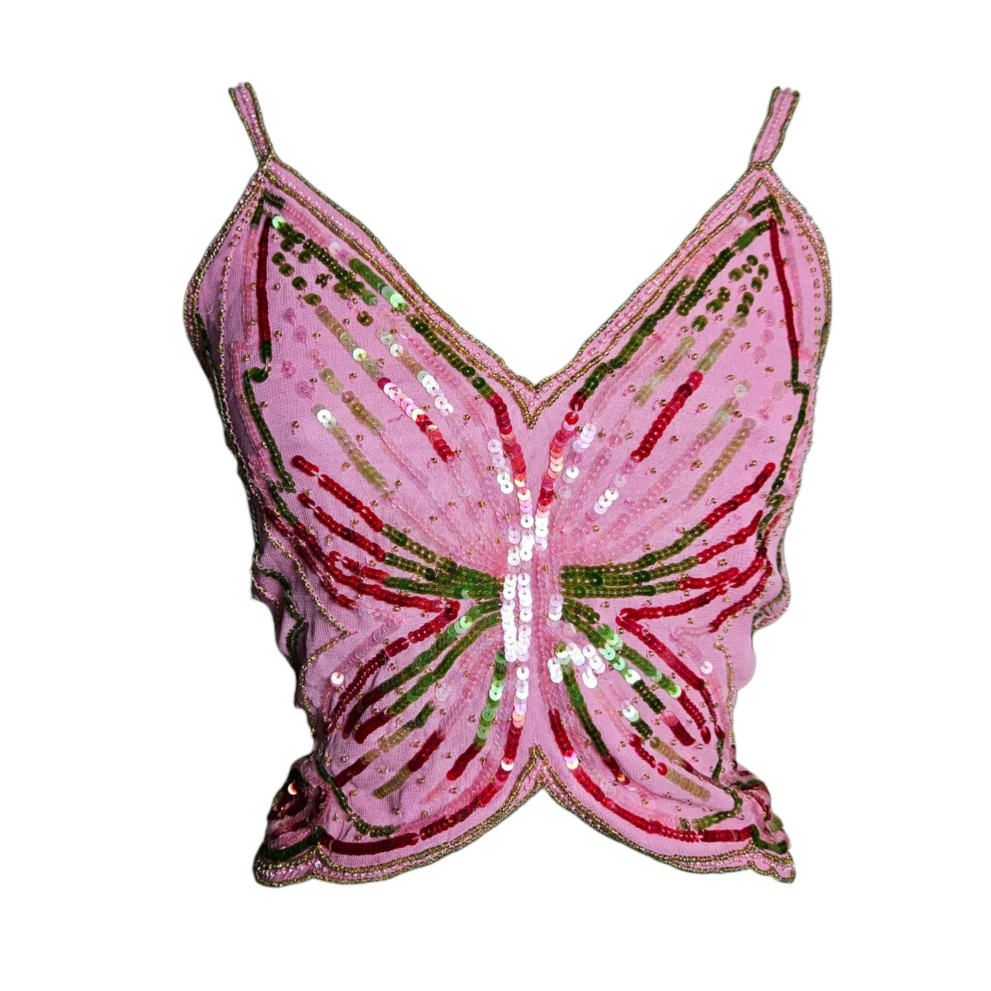 Haut dos nu en forme de papillon rose