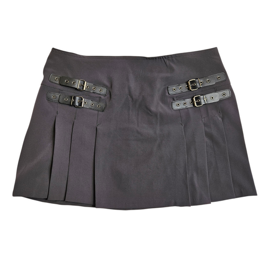 Pleated mini skirt with straps