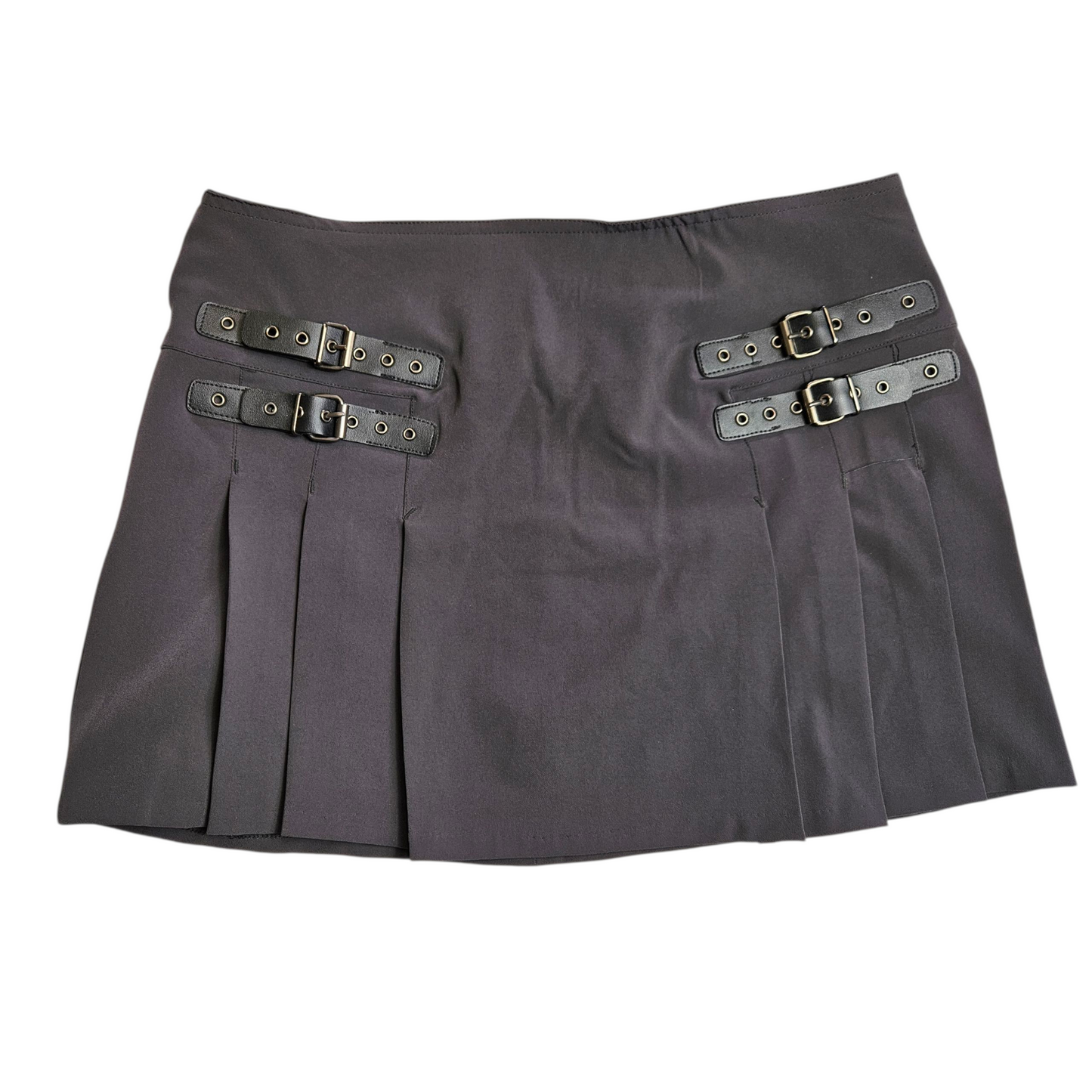 Pleated mini skirt with straps