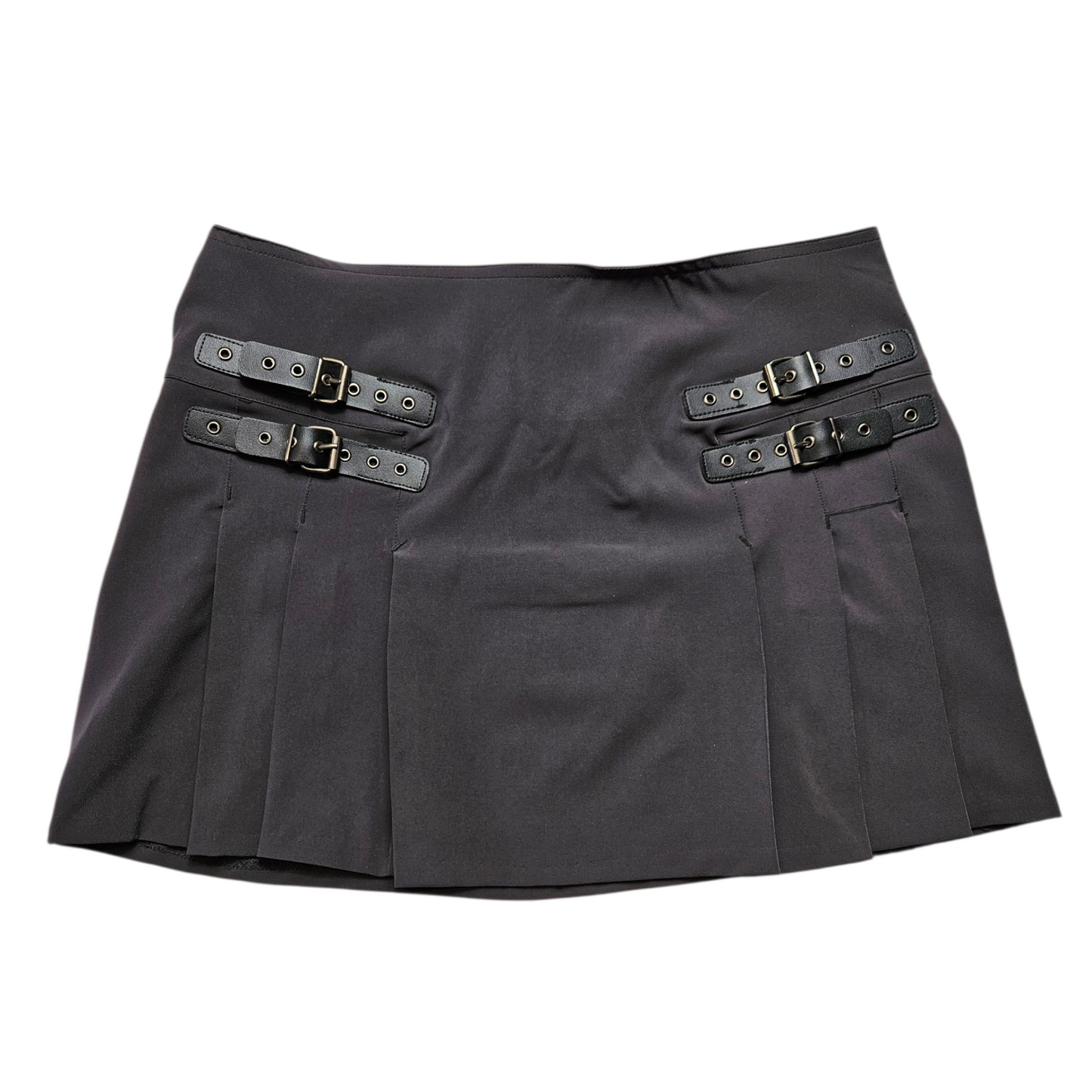 Pleated mini skirt with straps