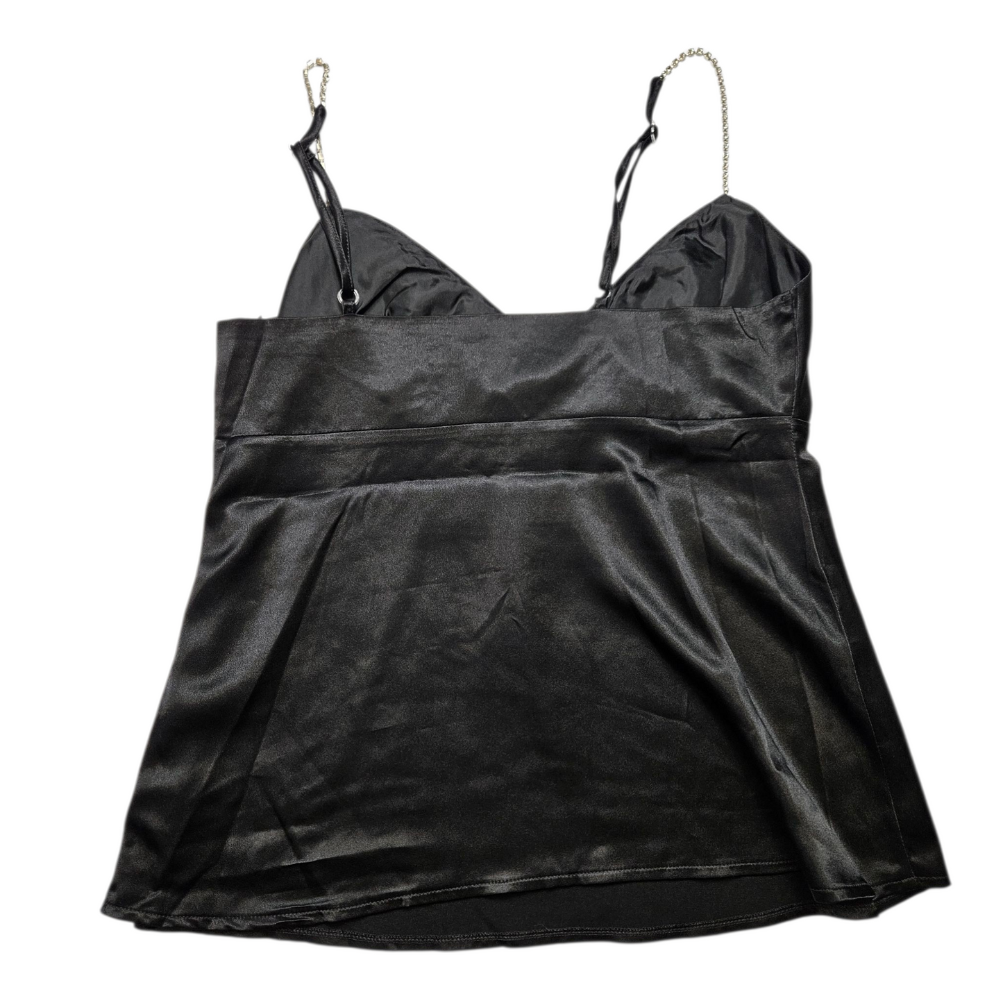 Haut satiné noir avec de légères broderies
