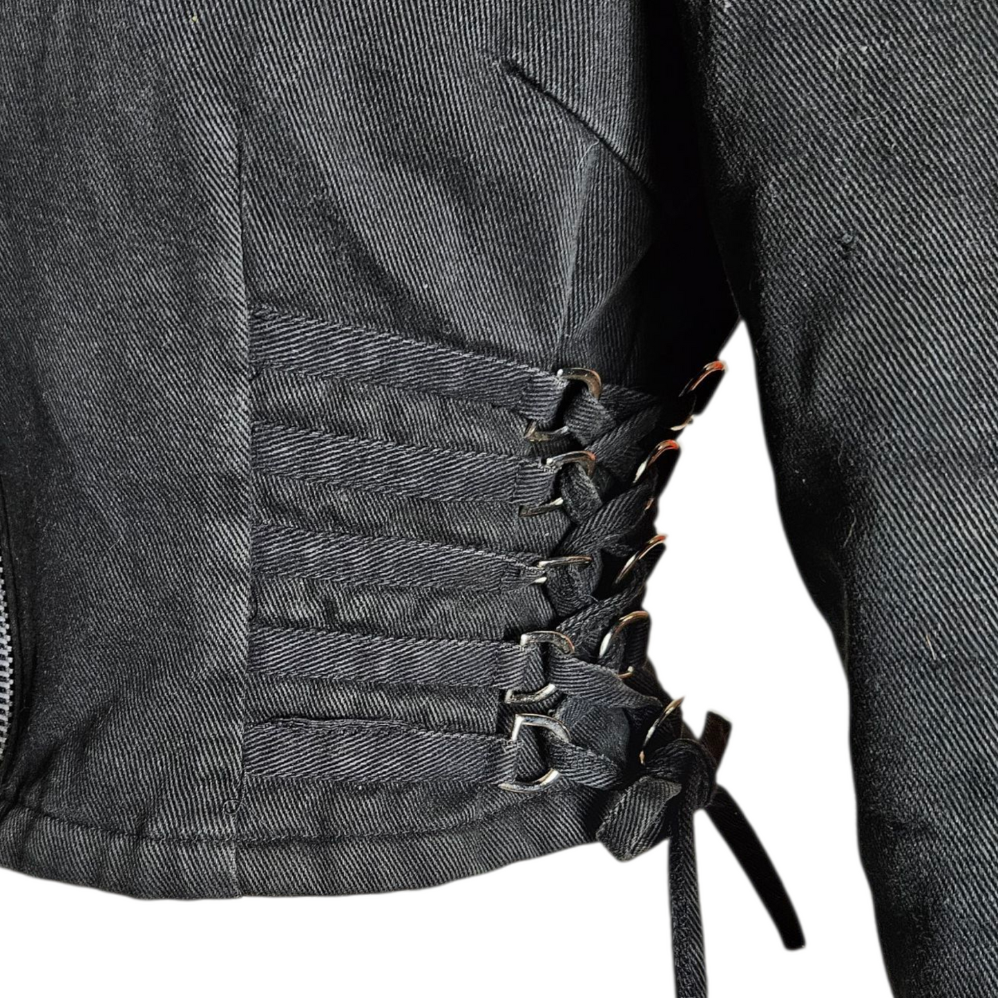 Denim jacket with lace-up details