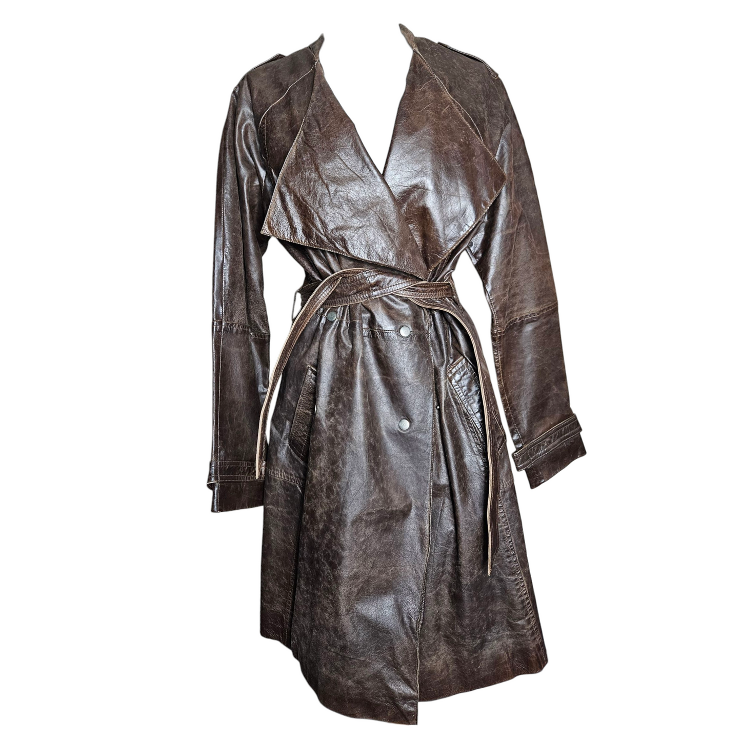Deadstock leather trench coat with tag