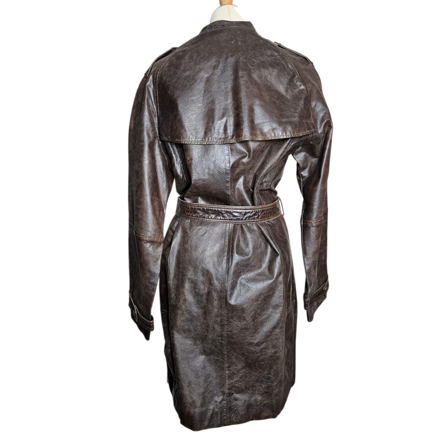 Deadstock leather trench coat with tag