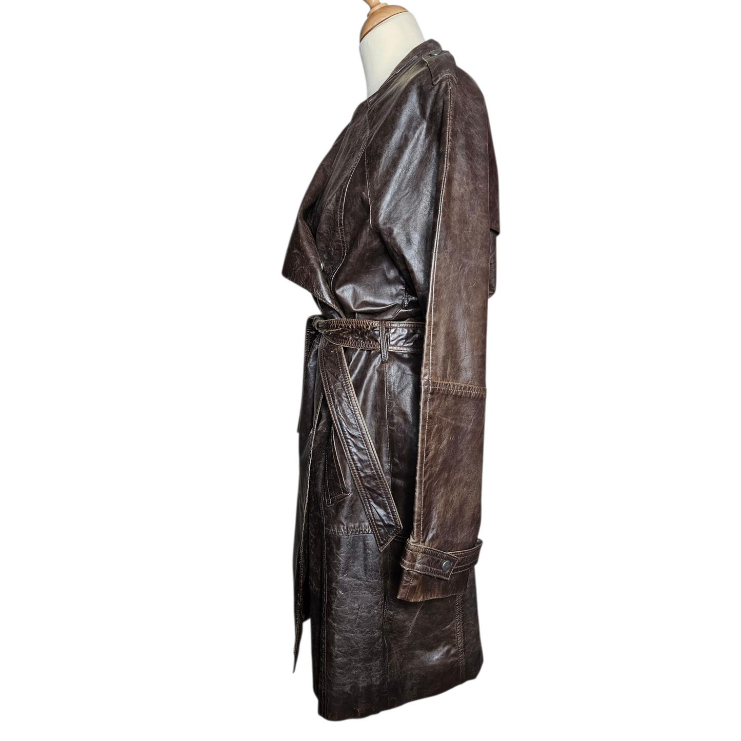 Deadstock leather trench coat with tag