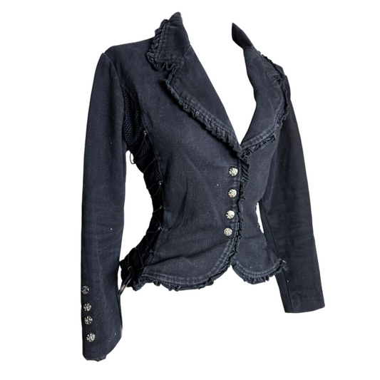 Black denim jacket with lacing
