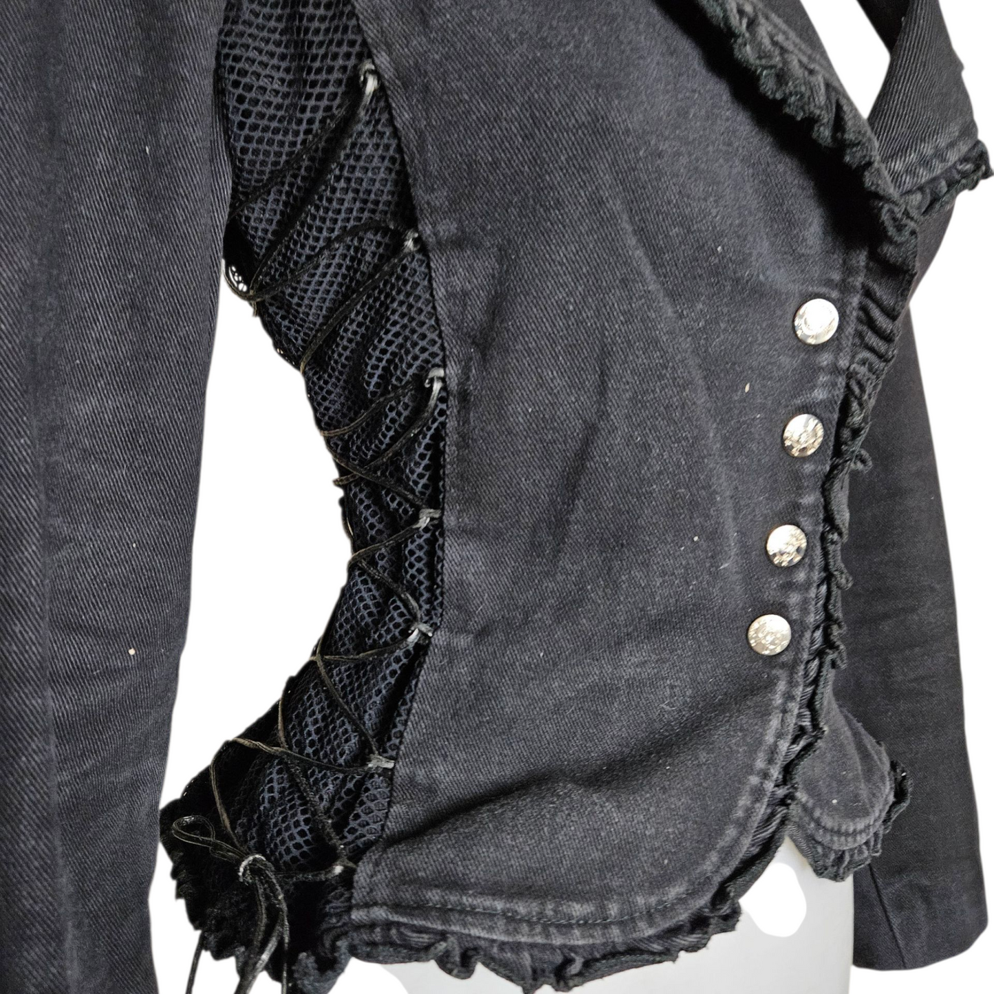 Black denim jacket with lacing