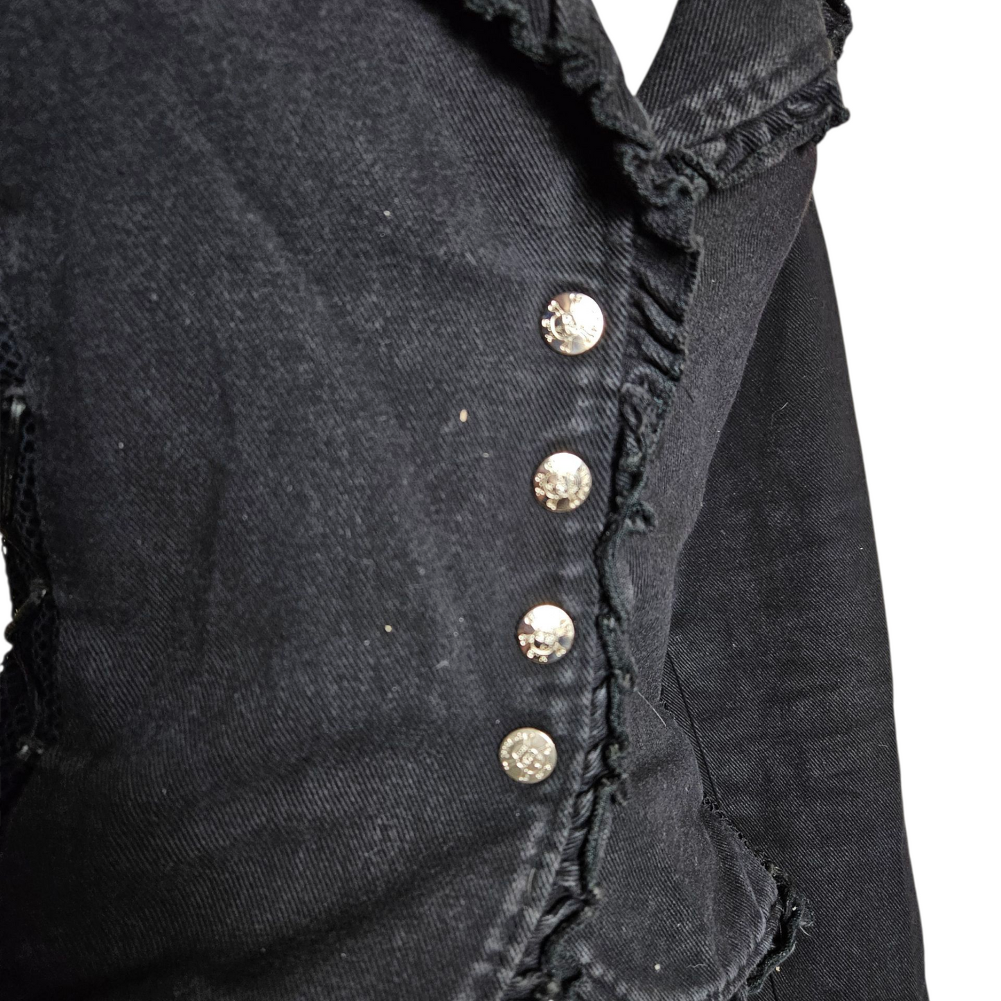Black denim jacket with lacing