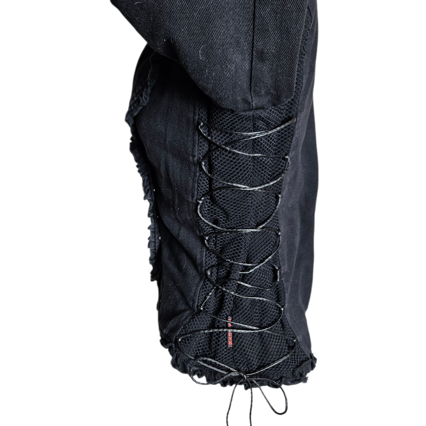 Black denim jacket with lacing