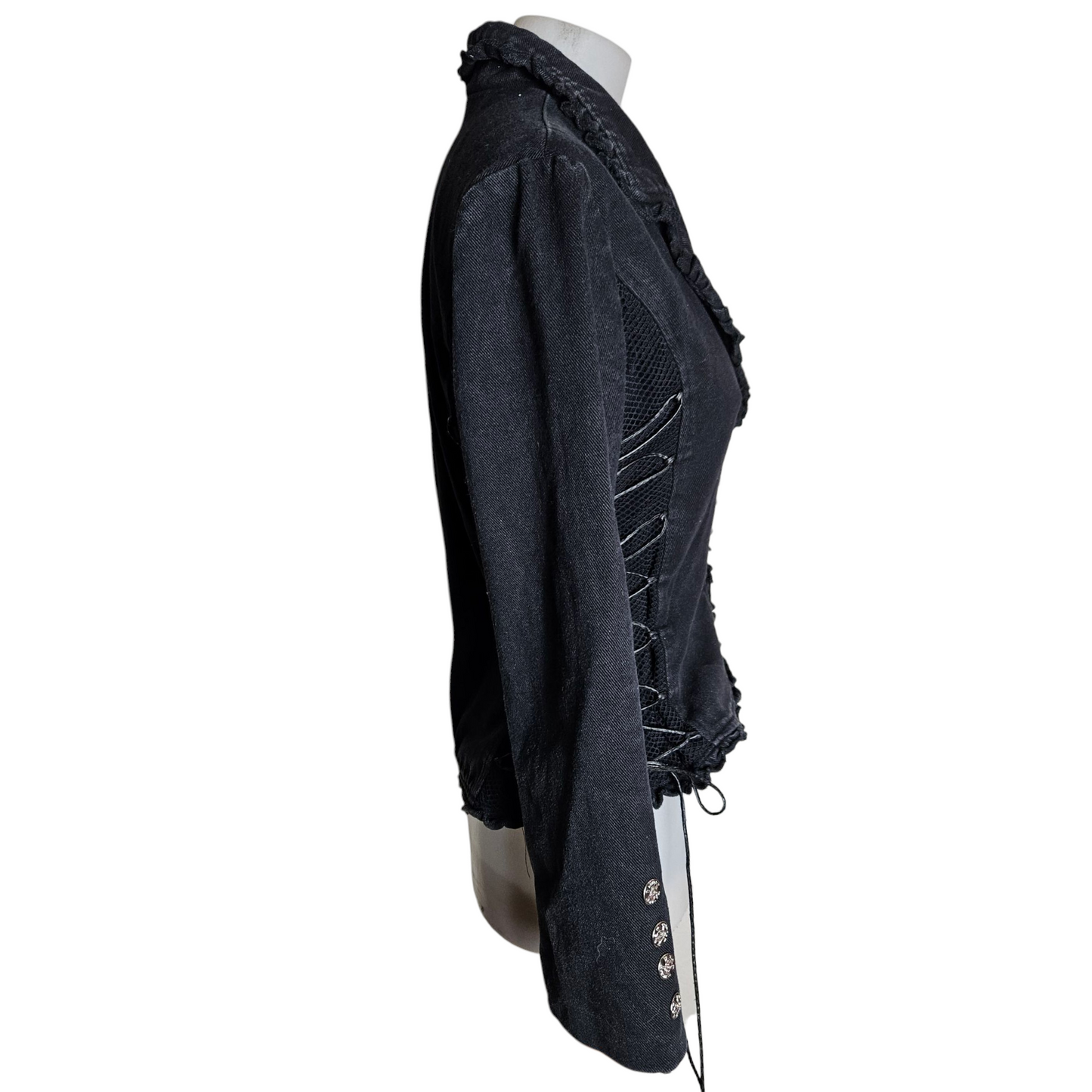 Black denim jacket with lacing