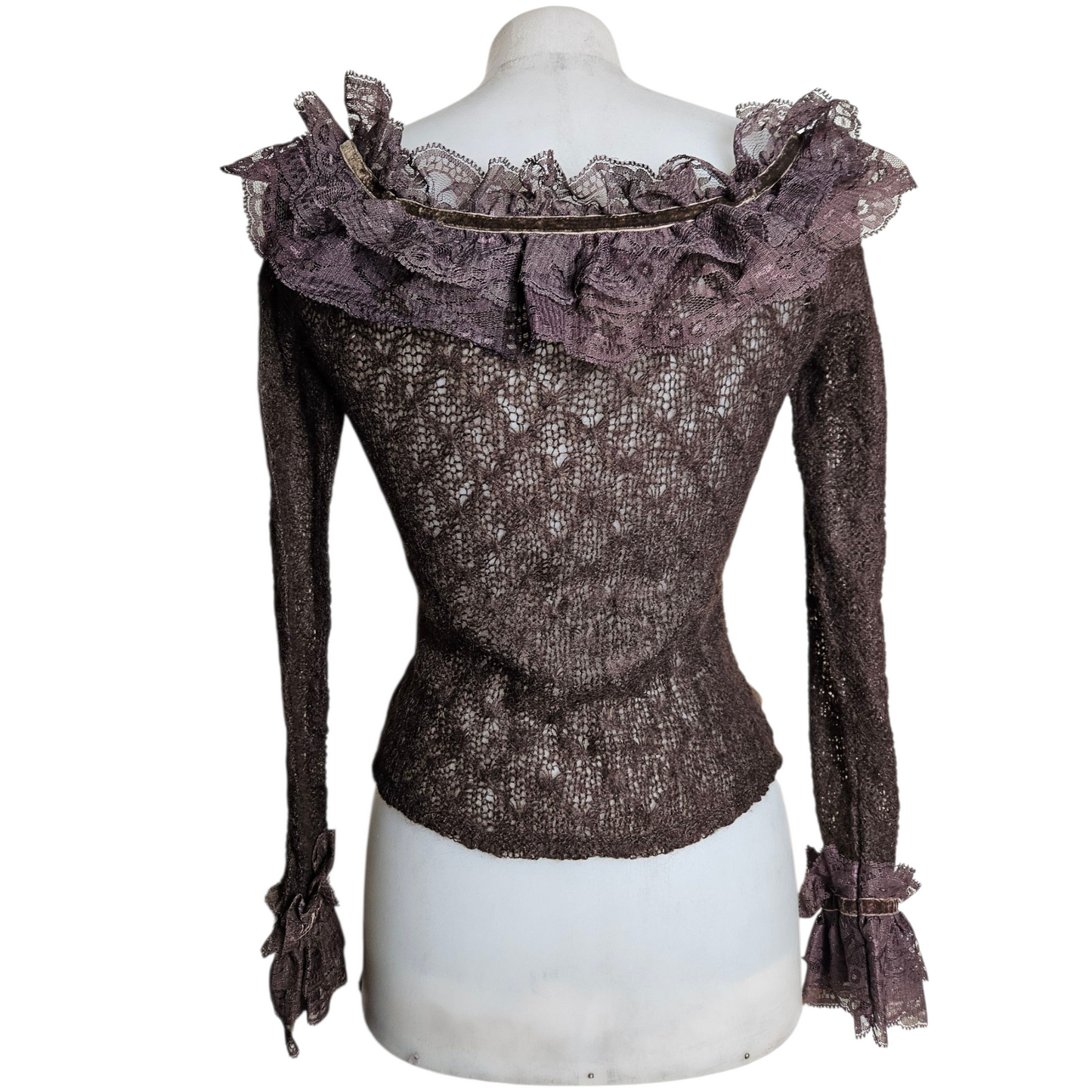 Lace and velvet top with ruffles