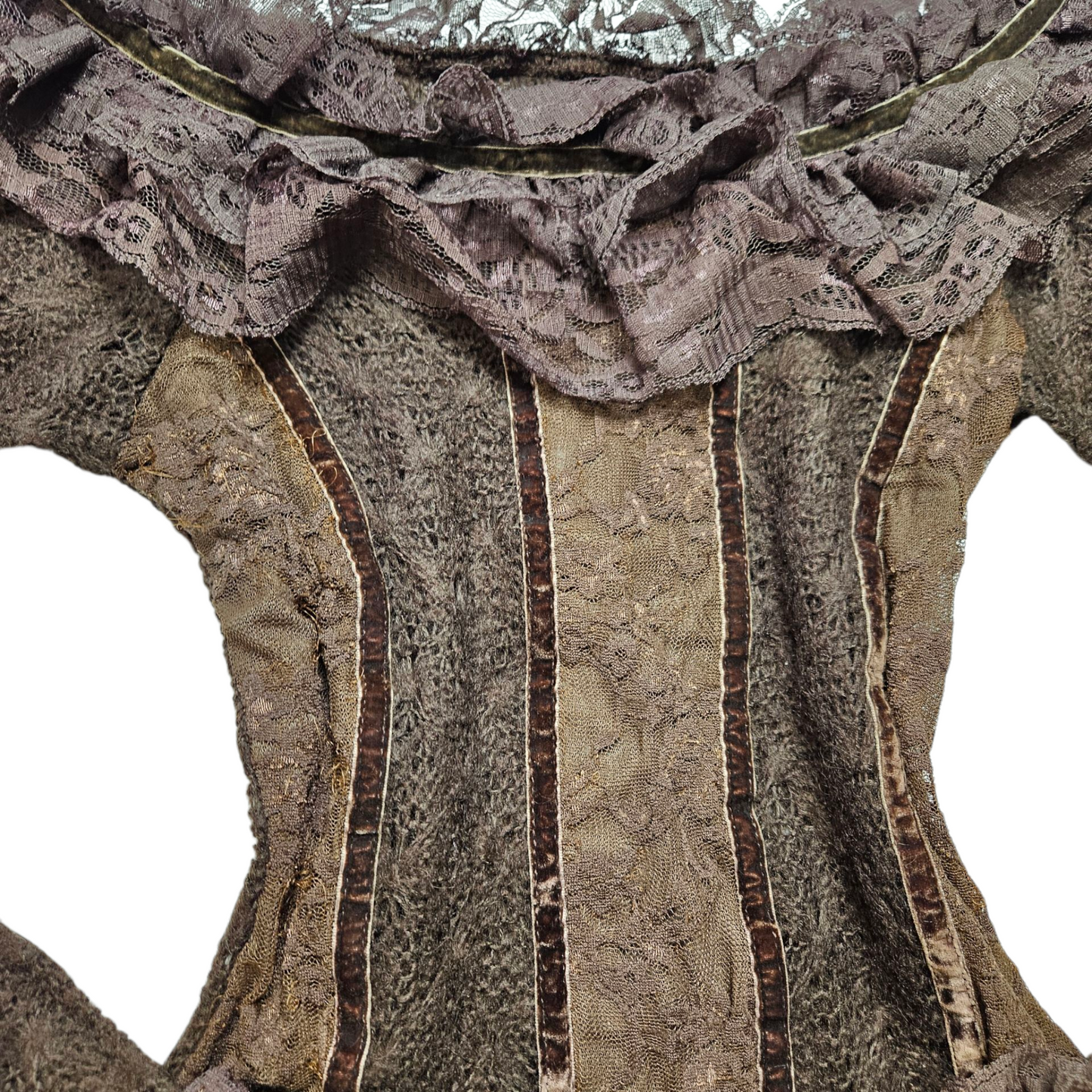 Lace and velvet top with ruffles