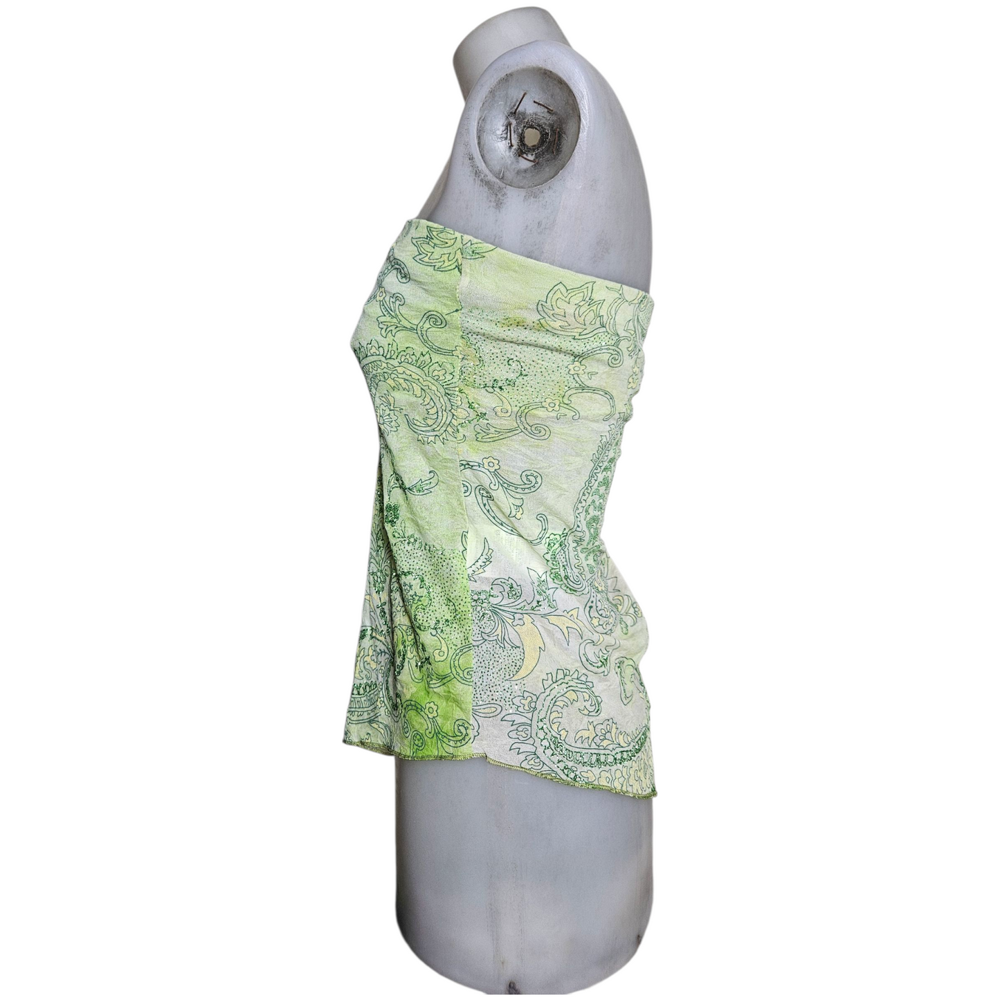 Green asymmetrical strapless top