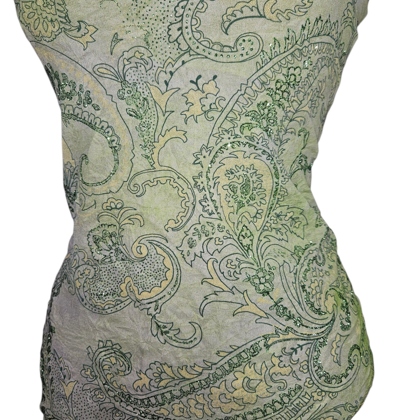Green asymmetrical strapless top